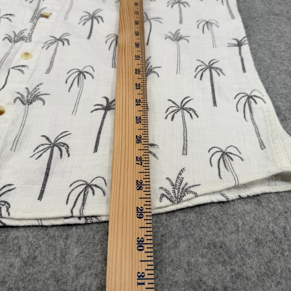Marine Layer Shirt Mens XL White Green Palm Tree Button Up Hemp Camp Hawaiian - Picture 9 of 10